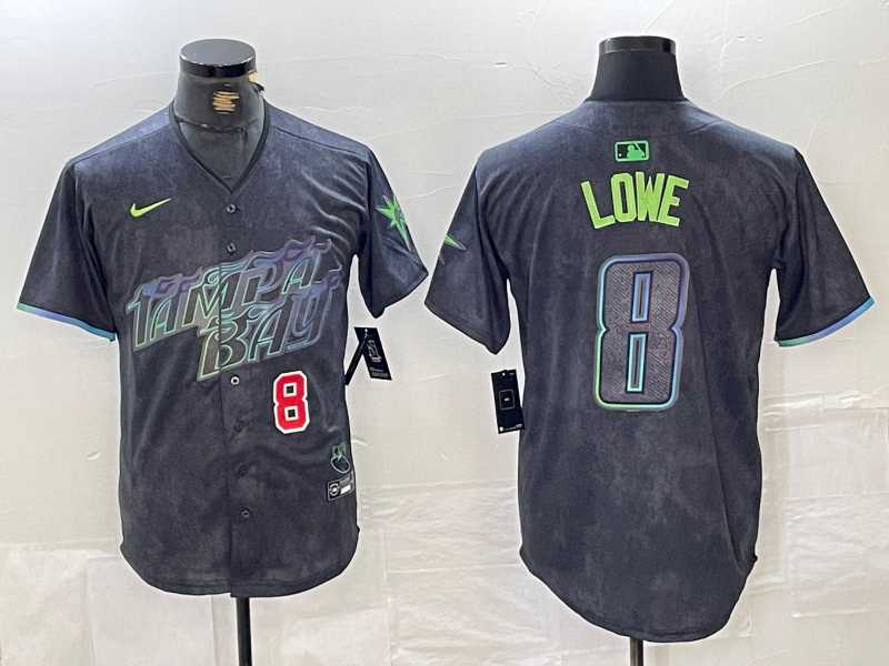 Men%27s Tampa Bay Rays #8 Brandon Lowe Charcoal 2024 City Connect Player Number Limited Cool Base Jerseys